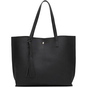 Women's Soft Faux Leather Tote Shoulder Bag from, Big Capacity Tassel
